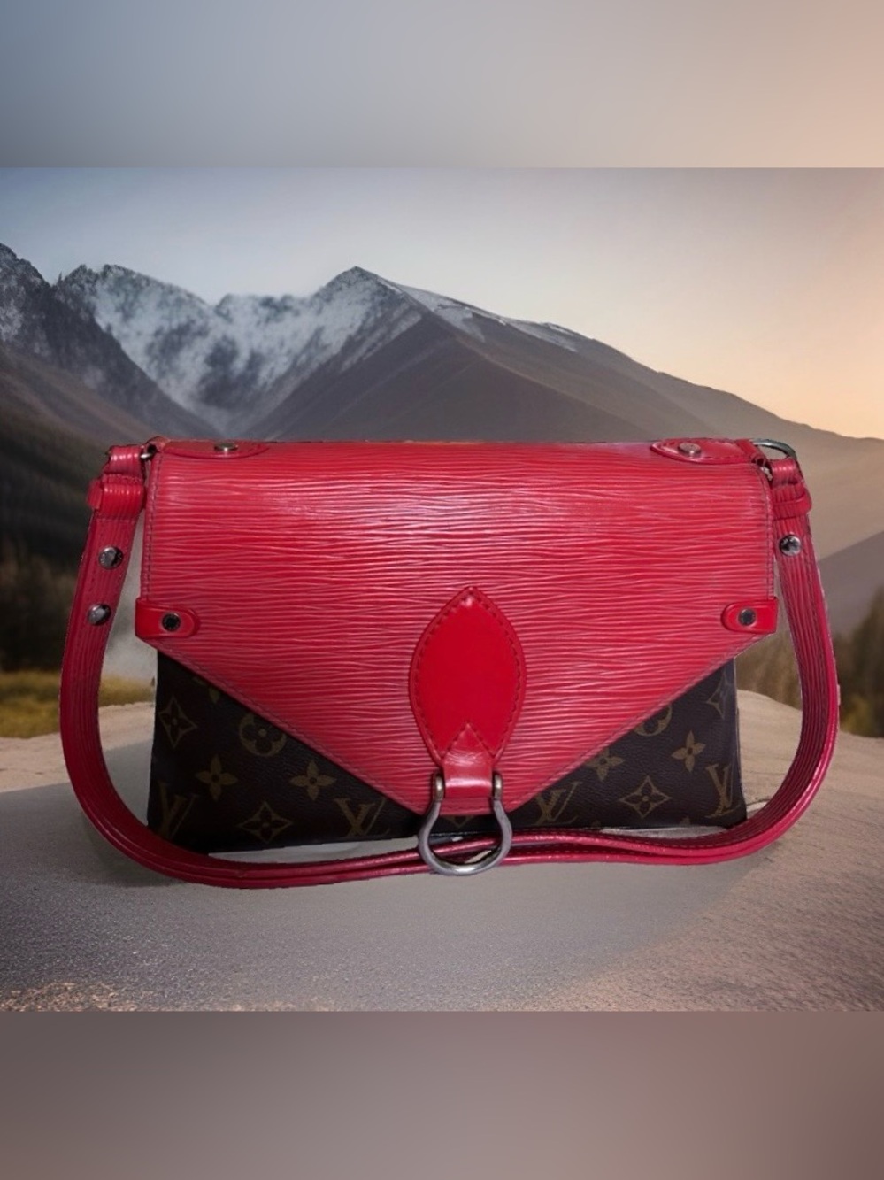 Louis Vuitton Monogram & Red Epi Leather Sant Michel Shoulder Bag